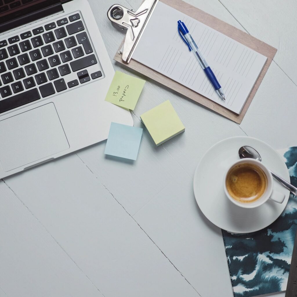 Overhead Business Angles still life of office desk